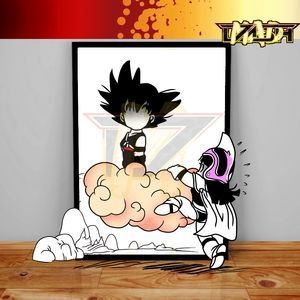 Custom Goku and Chi Chi print romantic couple gift idea, Manga art style
